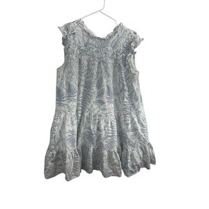 Aura Blue and white floral linen dress size Medium